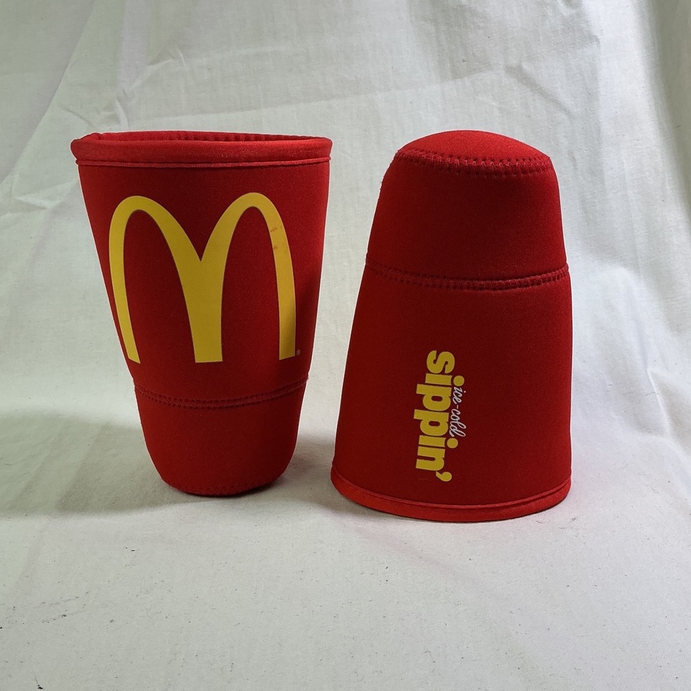 McDonalds Red Neoprene Cup Sleeve Set of 2 Ice-Cold Sippin Golden Arches 2019